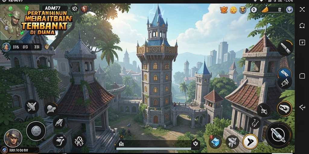 Tampilan gameplay strategis dalam ADAM77 Tower Defense.