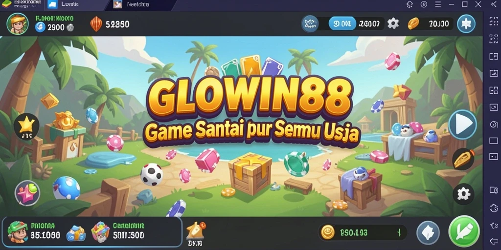 Screenshot utama GLOWIN88 menunjukkan gameplay yang menarik dan penuh warna.