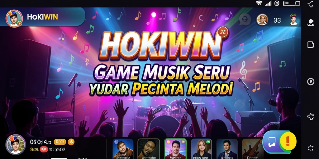 Screenshot gameplay HOKIWIN menampilkan aksi seru dalam permainan musik.