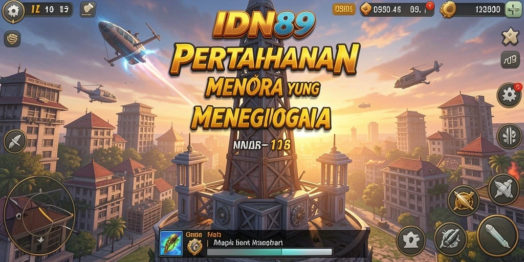 Tampilan seru gameplay Tower Defense di IDN89.