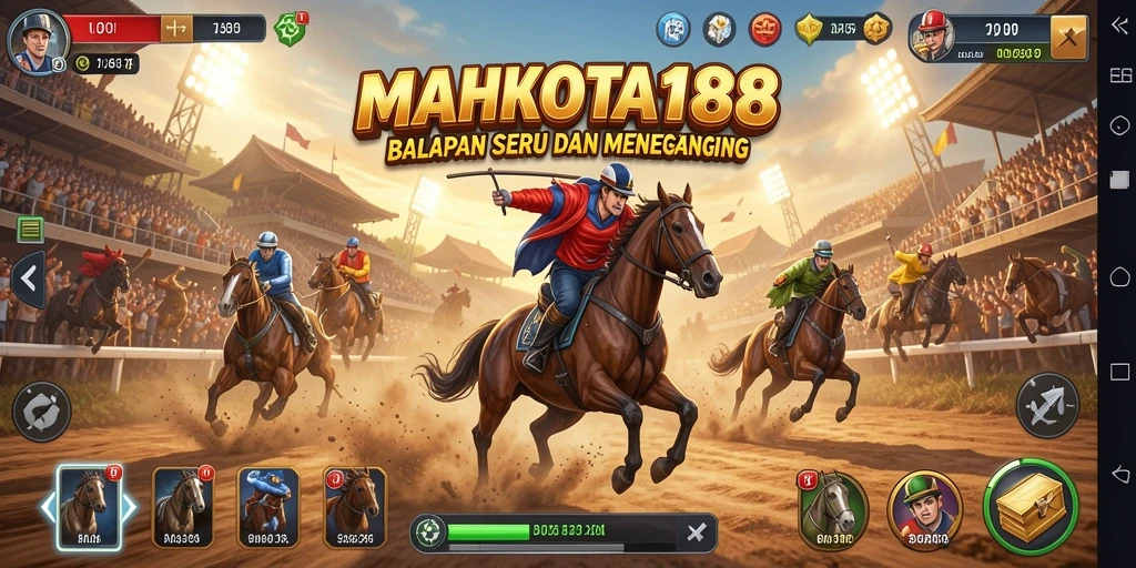 Screenshot gameplay MAHKOTA188 menampilkan aksi balapan yang mendebarkan.
