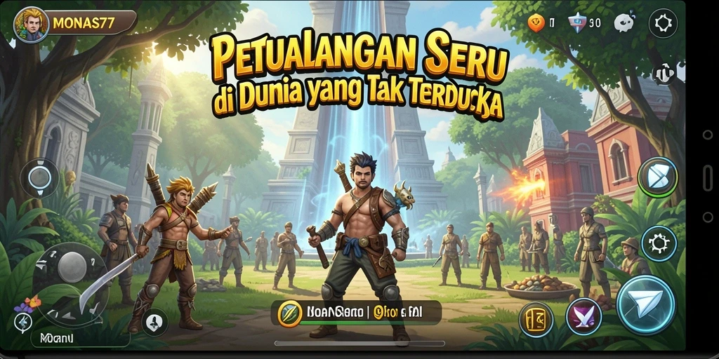 Tampilan menarik dari gameplay MONAS77 dengan elemen petualangan yang mendebarkan.