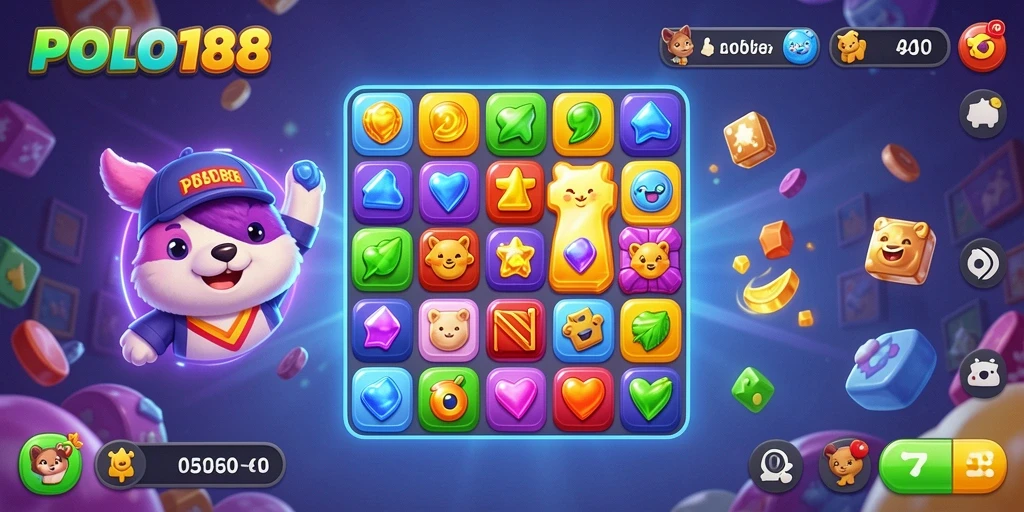 Tampilan gameplay menarik dari POLO188 dengan variasi level Match-3.