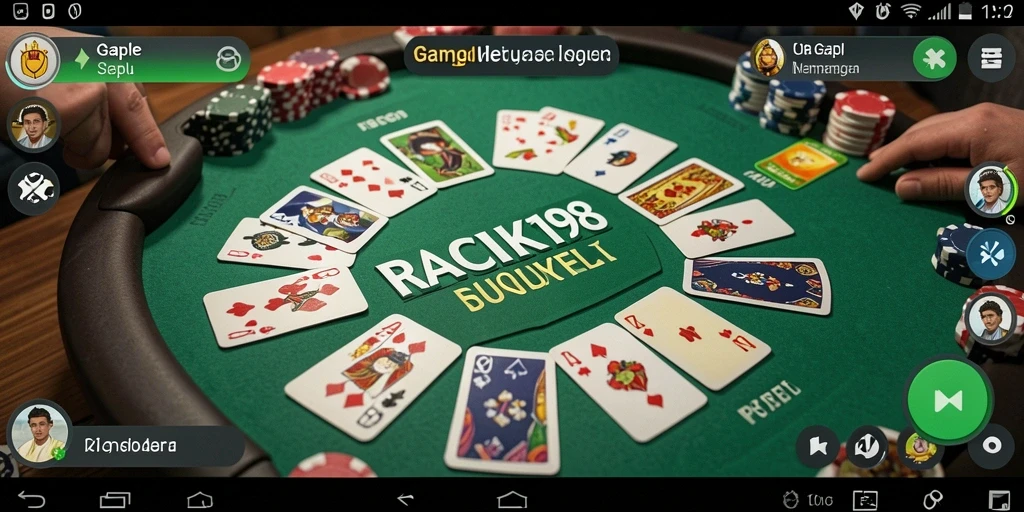 Tampilan seru dari gameplay Gaple di RACIK198.