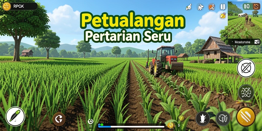 Gameplay RPOK menunjukkan aktivitas pertanian yang seru dan interaktif.
