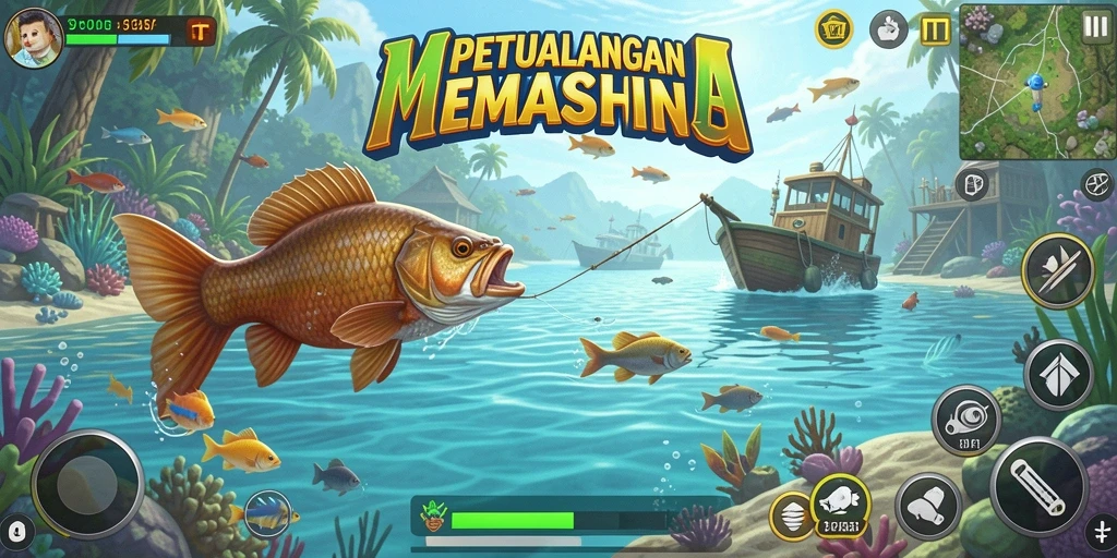 Screenshot utama T6 menampilkan pengalaman memancing yang seru dan realistis.