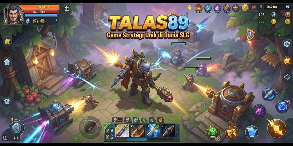 Screenshot utama TALAS89 menampilkan aksi pertempuran strategis yang mendebarkan.